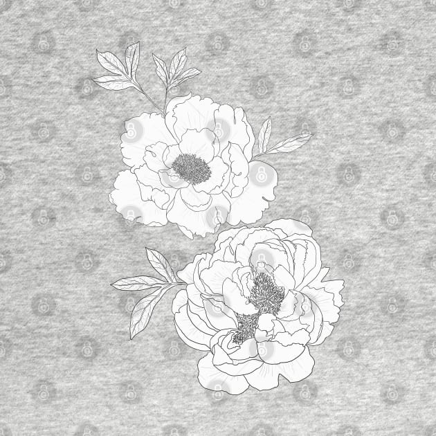 Grey Peony Pattern by AnitasArtStore